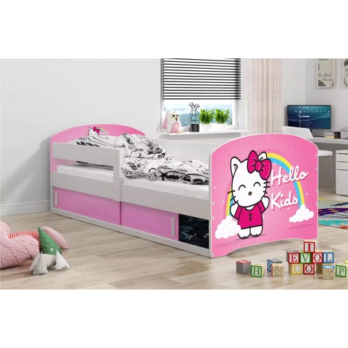 Bērnu gulta ar matraci LUKI 160x80 balts/hello kids